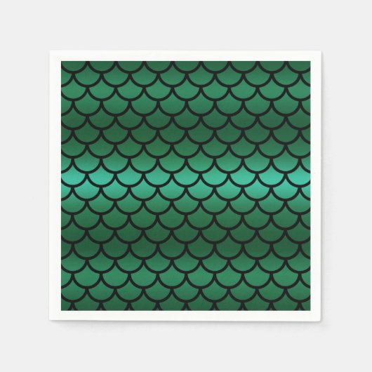 Green & Black Mermaid Scales Fantasy Fish Serviette (Vorderseite)