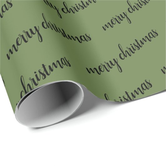 Green Black Merry Weihnachtsmuster Geschenkpapier (Rolleneckpunkt)