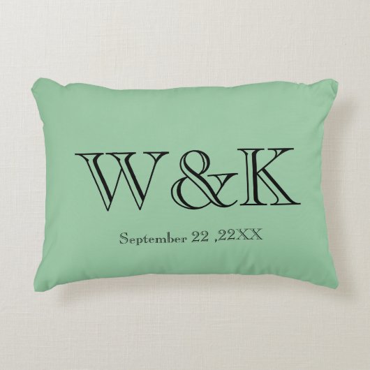 Green & black monogram wedding keepsake  dekokissen (Vorderseite)
