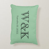 Green & black monogram wedding keepsake  dekokissen (Rückseite(Vertikal))