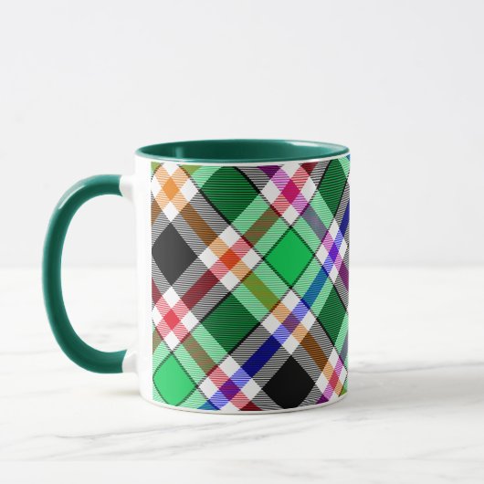 Green Black Multicolour Flannel Plaid Tartan Tasse (Links)