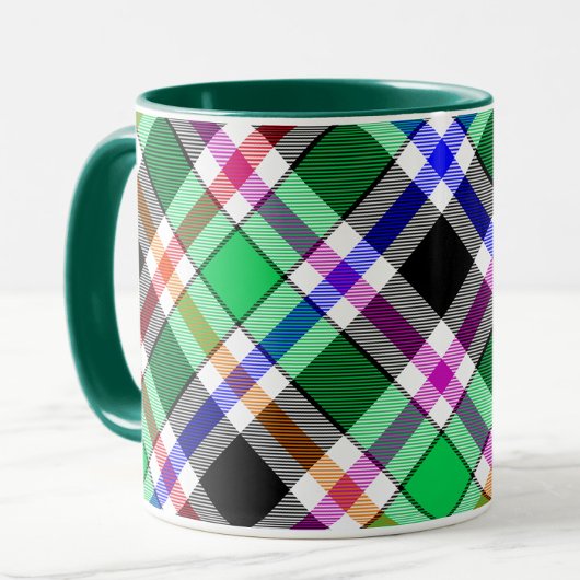 Green Black Multicolour Flannel Plaid Tartan Tasse