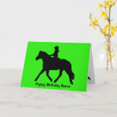 Green Black Niedlich Pony Rider Silhouette Geburts Karte (Gelbe Blume)