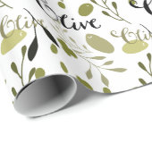 Green Black Olives Brautparty Geschenkpapier (Rolleneckpunkt)