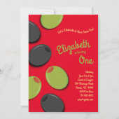 Green & Black Olives Kinder 1. Geburtstag Party Einladung (Vorderseite)