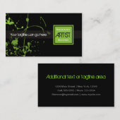 Green & Black Paint Spritzer Urban Business Card Visitenkarte (Vorne/Hinten)
