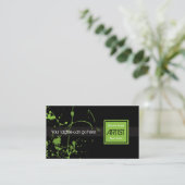Green & Black Paint Spritzer Urban Business Card Visitenkarte (Stehend Vorderseite)