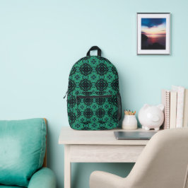 Green & Black Paisley Bedruckter Rucksack