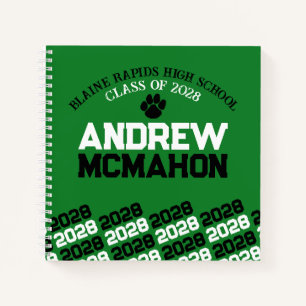 Green & Black Pawprint Abschluss Guestbook Notizblock