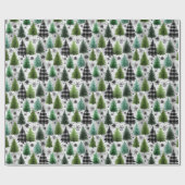 Green, Black Plaid & Houndstooth Christmas Pattern Geschenkpapier (Flach)