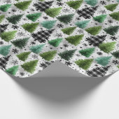 Green, Black Plaid & Houndstooth Christmas Pattern Geschenkpapier (Ecke)