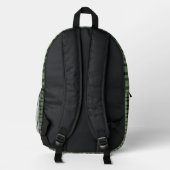 Green Black Plaid Pattern Bedruckter Rucksack (Rückseite)