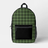 Green Black Plaid Pattern Bedruckter Rucksack (Vorderseite)