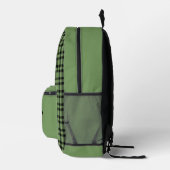 Green Black Plaid Personalize Pattern Bedruckter Rucksack (Rechts)