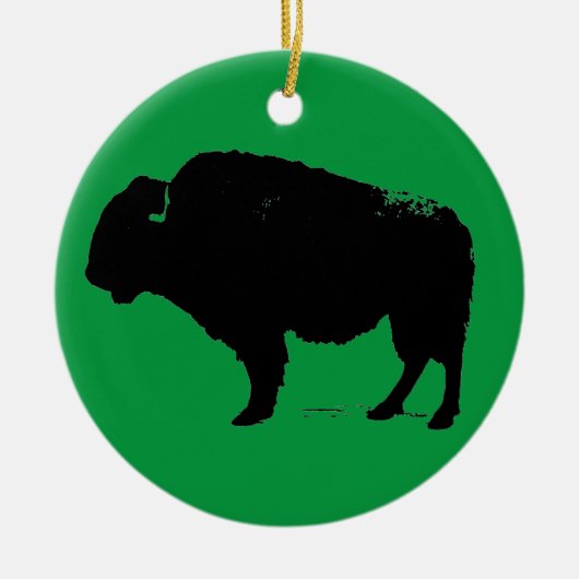 Green Black Pop Art Buffalo Bison Keramik Ornament (Vorne)