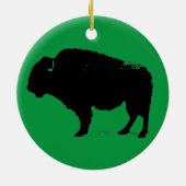 Green Black Pop Art Buffalo Bison Keramik Ornament (Hinten)