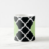 Green Black Quatrefoil Monogramm Kaffeetasse (Mittel)