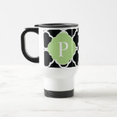 Green Black Quatrefoil Monogramm Reisebecher (Links)
