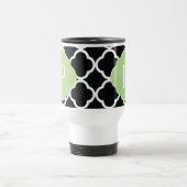 Green Black Quatrefoil Monogramm Reisebecher (Mittel)