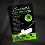 Green Black Ray Landscaping Service Lawncare Mow Flyer<br><div class="desc">Dieses auffallende Flyer-Design eignet sich perfekt für jede Rasen- oder Landschaftsarbeit, die ein klassisches und berufliches Aussehen sucht. Das schlichte und dennoch wirkungsvolle Design verfügt über eine Silhouette eines Rasenmähers vor grünem Grashintergrund und vermittelt seinen Service für potenzielle Kunden. Wichtigste Merkmale: Klare und präzise Nachrichten: Das Design hebt Ihre Dienstleistungen,...</div>