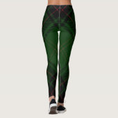 Green Black Red Trendy Diagonal Tartan Kariert Leggings (Rückseite)