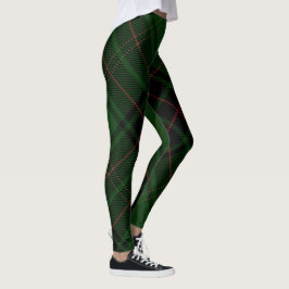 Green Black Red Trendy Diagonal Tartan Kariert Leggings