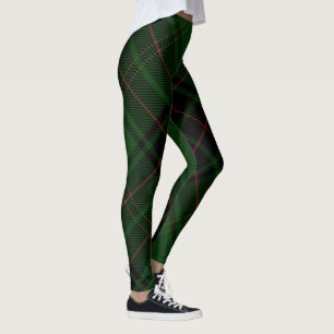 Green Black Red Trendy Diagonal Tartan Kariert Leggings