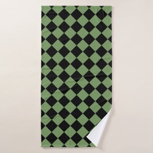 Green Black Schachbrett Diamond Pattern Badehandtuch (Badehandtuch)