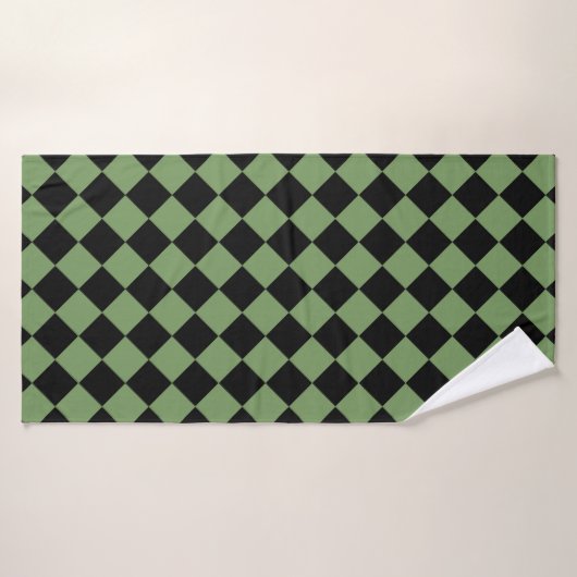 Green Black Schachbrett Diamond Pattern Badehandtuch (Badehandtuch)