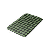 Green Black Schachbrett Diamond Pattern Badematte (Schrägansicht)