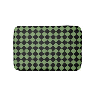 Green Black Schachbrett Diamond Pattern Badematte