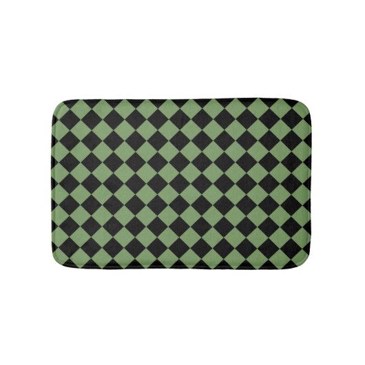 Green Black Schachbrett Diamond Pattern Badematte (Vorderseite)