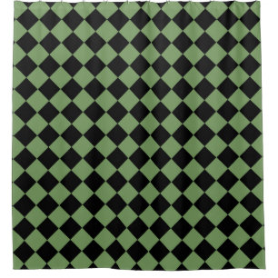 Green Black Schachbrett Diamond Pattern Duschvorhang