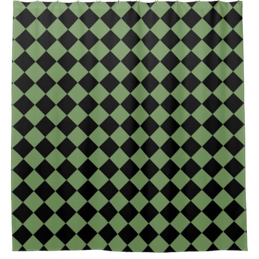 Green Black Schachbrett Diamond Pattern Duschvorhang (Vorderseite)