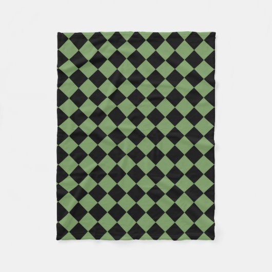 Green Black Schachbrett Diamond Pattern Fleecedecke (Vorderseite)