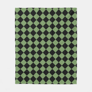 Green Black Schachbrett Diamond Pattern Fleecedecke