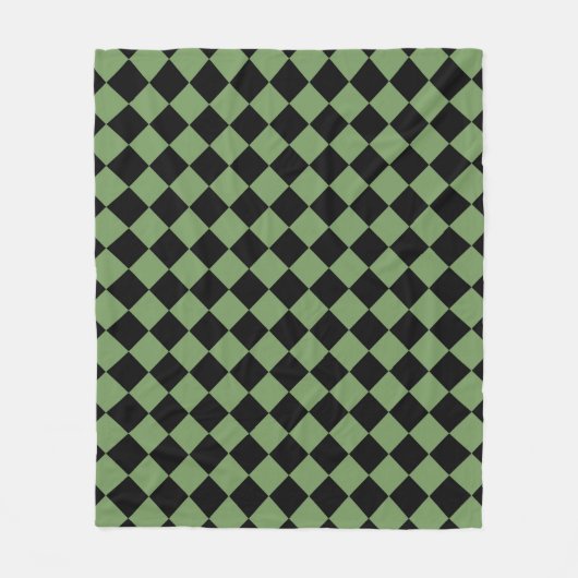 Green Black Schachbrett Diamond Pattern Fleecedecke (Vorderseite)