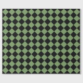 Green Black Schachbrett Diamond Pattern Geschenkpapier (Flach)