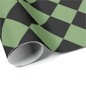 Green Black Schachbrett Diamond Pattern Geschenkpapier (Rolleneckpunkt)