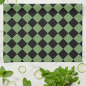 Green Black Schachbrett Diamond Pattern Geschirrtuch (Gefaltet)