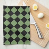 Green Black Schachbrett Diamond Pattern Geschirrtuch (Viertel Falte)