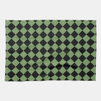 Green Black Schachbrett Diamond Pattern Geschirrtuch