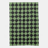 Green Black Schachbrett Diamond Pattern Geschirrtuch (Vertikal)