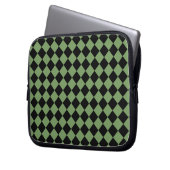 Green Black Schachbrett Diamond Pattern Laptopschutzhülle (Vorderseite Links)