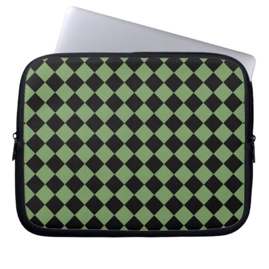 Green Black Schachbrett Diamond Pattern Laptopschutzhülle (Vorderseite)