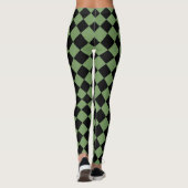 Green Black Schachbrett Diamond Pattern Leggings (Rückseite)