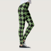 Green Black Schachbrett Diamond Pattern Leggings (Rechts)