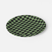 Green Black Schachbrett Diamond Pattern Pappteller (Schrägansicht)
