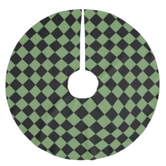 Green Black Schachbrett Diamond Pattern Polyester Weihnachtsbaumdecke