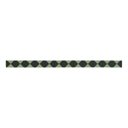 Green Black Schachbrett Diamond Pattern Ripsband (Vorderseite)